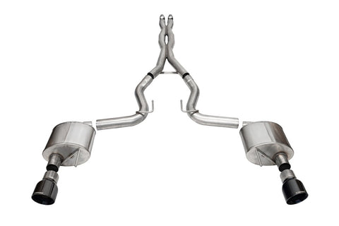 Corsa 24+ Ford Mustang GT Xtreme Cat-Back Ex. Sys. 3.0in Dual Rear Exit w/4.5in Black PVD Pro Tips - 21250BLK