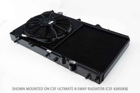 CSF 92-00 Honda Civic All-Aluminum Fan Shroud w/12in SPAL Fan - Black Finish - 2858FB