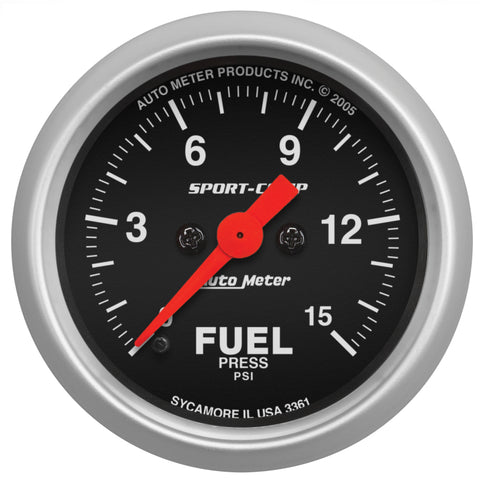 Autometer Sport-Comp 52mm 15PSI Electronic Fuel Pressure Gauge - 3361