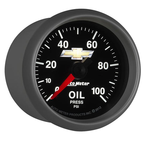 AutoMeter Gauge Oil Press 2-1/16in. 100PSI Digital Stepper Motor Chevy Gold Bowtie - 880447