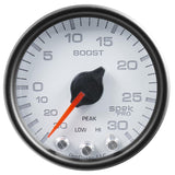 Autometer Spek-Pro Gauge Vac/Boost 2 1/16in 30Inhg-30psi Stepper Motor W/Peak & Warn White/Black - P30212