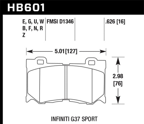 Hawk 10-11 Infiniti FX50 / 09-10 G37 / 09-10 Nissan 370Z DTC-60 Race Front Brake Pads - HB601G.626