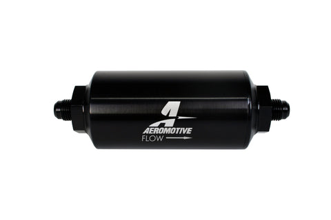 Aeromotive In-Line Filter - (AN-6 Male) 40 Micron Stainless Mesh Element Bright Dip Black Finish - 12348