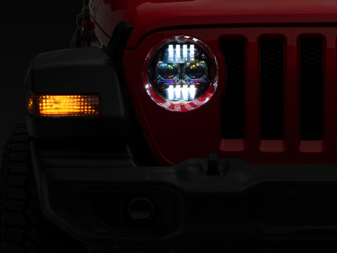 Raxiom 18-23 Jeep Wrangler JL Axial Series 9-In Angel Eye LED Headlights- Blk Housing (Clear Lens) - J177416