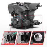 ANZO 2018-2020 Ford F-150 Projector Headlight w/ Plank Style Switchback Black Housing - 111509