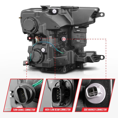 ANZO 2018-2020 Ford F-150 Projector Headlight w/ Plank Style Switchback Black Housing - 111509