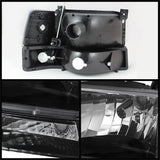 xTune Ford F150/Bronco 92-96 Headlights w/Corner Bumper 6pcs Amber- Black HD-JH-FB92-SET-AM-BK - 5073136