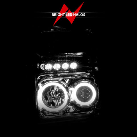 ANZO 2008-2010 Ford F-250 Projector Headlights w/ Halo Chrome (CCFL) - 111167