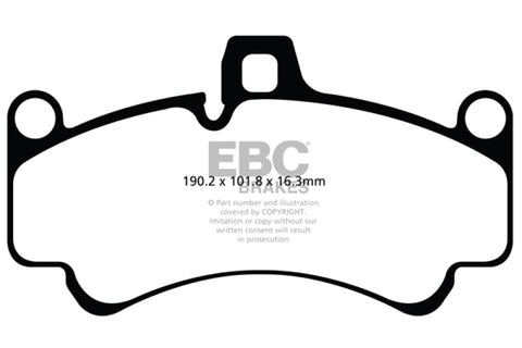 EBC 01-03 Porsche 911 (996) (Cast Iron Rotor only) 3.6 Twin Turbo GT2 Redstuff Front Brake Pads - DP31516C