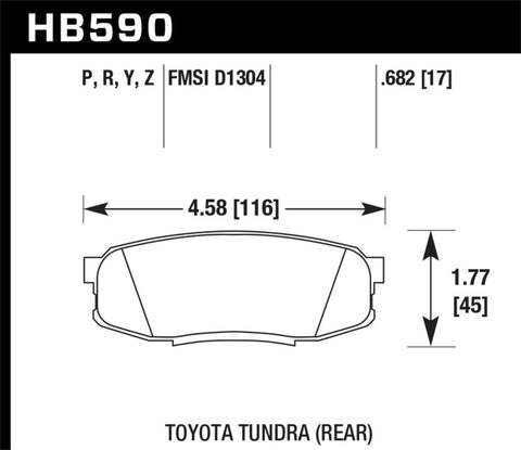 Hawk 08-10 Toyota Land Cruiser / 07-10 Tundra Super Duty Street Rear Brake Pads - HB590P.682