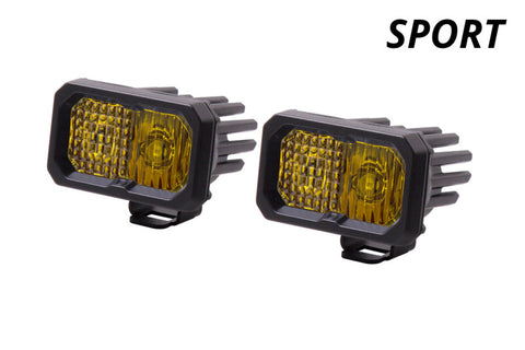 Diode Dynamics Stage Series 2 In LED Pod Sport - Yellow Flood Standard ABL (Pair) - DD6396P