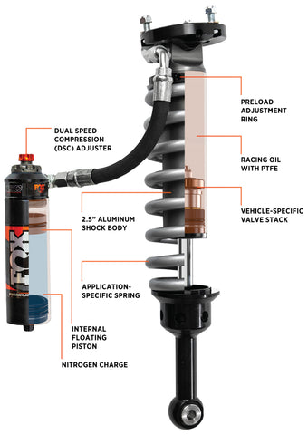 FOX 05+ Toyota Tacoma Performance Elite 2.5 Series Shock Front 2in Lift - 883-06-177