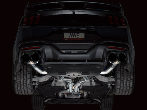 AWE 2024 Ford Mustang Dark Horse S650 RWD Track Edition Cat-Back Exhaust w/ Quad Diamond Black Tips - 3020-43375