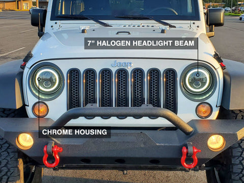 Raxiom 07-18 Jeep Wrangler JK LED Halo Headlights- Chrome Housing (Clear Lens) - J121871
