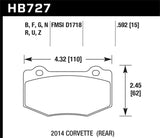 Hawk 2014 Chevrolet Corvette DTC-60 Rear Brake Pads - HB727G.592