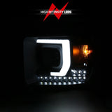ANZO 2014-2015 GMC Sierra 1500HD Projector Plank Style Headlight Black W/ DRL - 111450