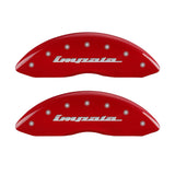 MGP 4 Caliper Covers Engraved Front & Rear Impala Red finish silver ch - 14006SIMPRD