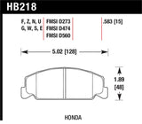 Hawk 88-89 Civic Si / 92-00 Civic CX / 88-00 DX / 98-00 GX HPS Street  Front Brake Pads - HB218F.583