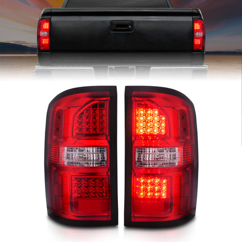 ANZO 2014-2018 GMC Sierra LED Tail Lights Black Housing Red/Clear Lens - 311399