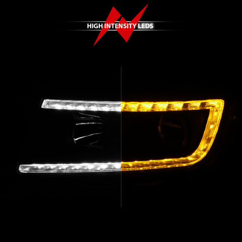ANZO 11-13 Jeep Grand Cherokee (Factory Halogen Only) Projector Headlights w/Light Bar Swtchbk Black - 111568