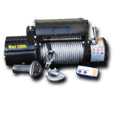 DV8 Offroad 12000 LB Winch w/ Steel Cable & Wireless Remote - Black - WB12SC