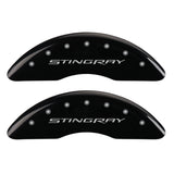 MGP 4 Caliper Covers Engraved Front & Rear Stingray Black finish silver ch - 13084SSTYBK