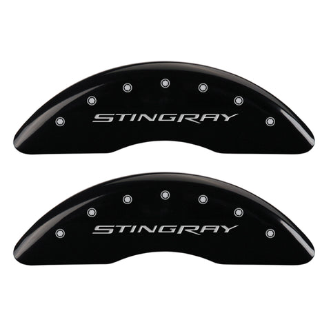 MGP 4 Caliper Covers Engraved Front & Rear Stingray Black finish silver ch - 13084SSTYBK
