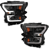 ANZO 2015-2017 Ford F-150 Projector Headlights w/ Plank Style Switchback Black w/ Amber - 111357