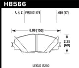 Hawk 06-08 Lexus IS250 Performance Ceramic Street Front Brake Pads - HB566Z.688