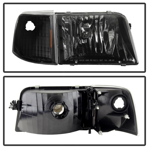 xTune Ford Ranger 93-97 Crystal Headlights w/ Corner Lights 4pcs Sets Black HD-JH-FR93-SET-BK - 9029363