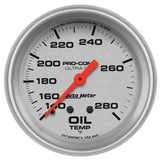 Autometer Ultra-Lite 66.7mm Mechanical 140-280 Degree F Oil Temperature Gauge w/ 6in Tubing - 4441