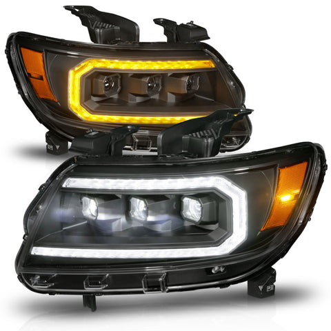 ANZO 15-22 Chevrolet Colorado Full LED Projector Headlights w/ Initiation & Sequential - Black - 111615