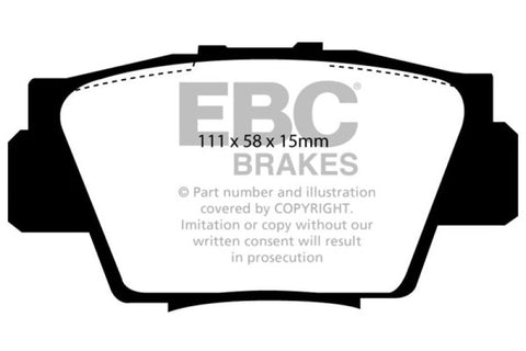 EBC 91-96 Acura NSX 3.0 Yellowstuff Rear Brake Pads - DP4873R