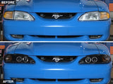 Raxiom 94-98 Ford Mustang LED Halo Projector Headlights- Black Housing (Smoked Lens) - 49119