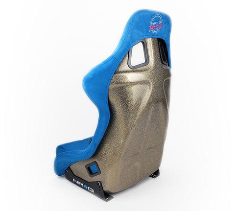 NRG FRP Bucket Seat ULTRA Edition - Large (Blue Alcantara/Gold Glitter Back) - FRP-302BL-ULTRA