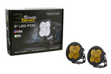 Diode Dynamics SS3 LED Pod Pro - Yellow SAE Fog Round (Pair) - DD6150P