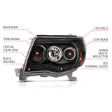 ANZO 2005-2011 Toyota Tacoma Projector Headlights w/ Halo Black - 121282