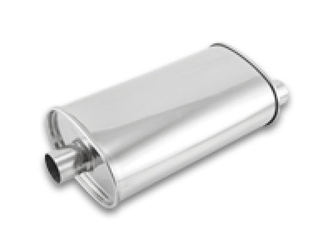 Vibrant StreetPower Oval Muffler - 2in Inlet/Dual Outlet (Center In - Offset Out) - 1104