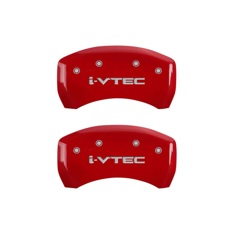 MGP 4 Caliper Covers Engraved Front & Rear i-Vtec Red finish silver ch - 39018SIVTRD