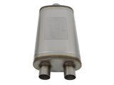 aFe MACHForce XP SS Muffler 3in Center Inlet / 2.5in Dual Outlets 22in L x 11in W x 6in H Body - 49M00014