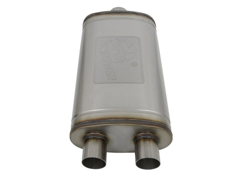 aFe MACHForce XP SS Muffler 3in Center Inlet / 2.5in Dual Outlets 22in L x 11in W x 6in H Body - 49M00014