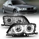 ANZO 2002-2005 BMW 3 Series E46 Projector Headlights w/ Halo Chrome - 121212