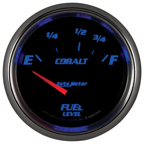 AutoMeter Gauge Fuel Level 2-5/8in. 73 Ohm(e) to 10 Ohm(f) Elec Cobalt - 7915