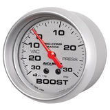AutoMeter Marine Vac/Boost Gauge 2 5/8in 30INHG 30PSI Mechanical- Silver - 200775-33
