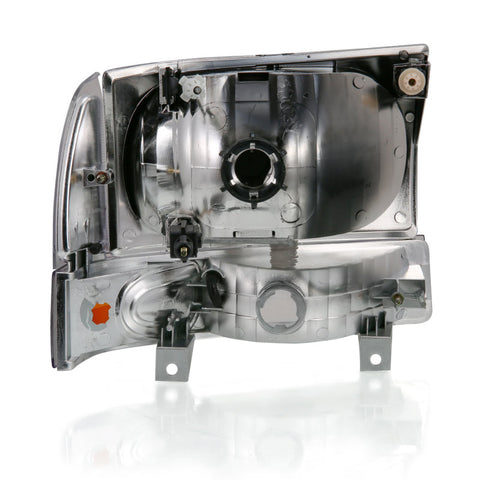 ANZO 2000-2004 Ford Excursion Crystal Headlight w/ Corner Light Black Amber (w/o Bulb) - 111457
