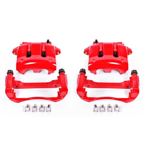 Power Stop 05-10 Ford Mustang Front Red Calipers w/Brackets - Pair - S4928