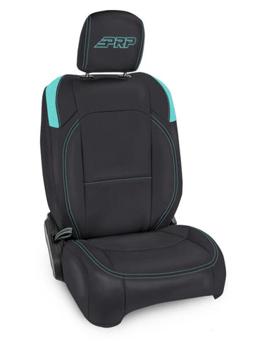PRP Jeep Wrangler JL Front Seat Covers - 2 door- with Molle Back (Pair) - Black/Teal - B038-09