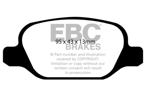 EBC 10-11 Fiat 500 1.4 (Bosch Calipers) Ultimax2 Rear Brake Pads - UD1617