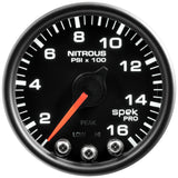 Autometer Spek-Pro Gauge Nitrous Press 2 1/16in 1600psi Stepper Motor W/Peak & Warn Blk/Blk - P32032