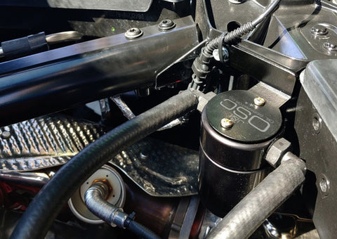 J&L 20-23 Chevrolet Corvette 6.2L LT2 Targa Top Passenger Side Oil Separator 3.0 - Black Anodize - 3088P-B